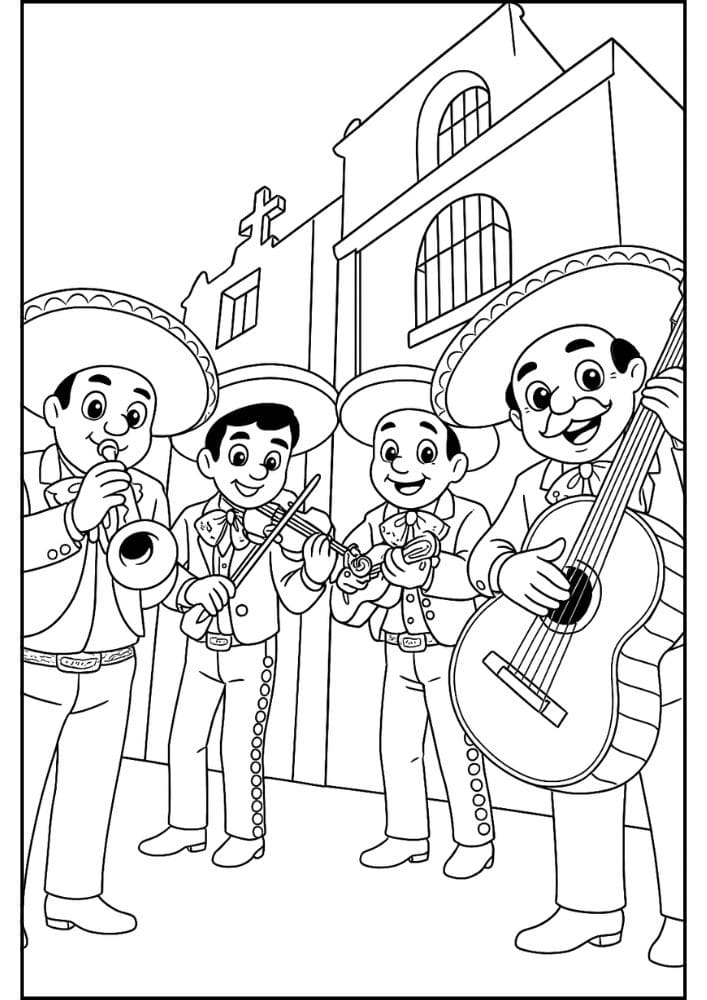Free Printable Cinco de Mayo Coloring Pages for Kids Inclusive Colouring Book Printout Mexican Mariachi bands