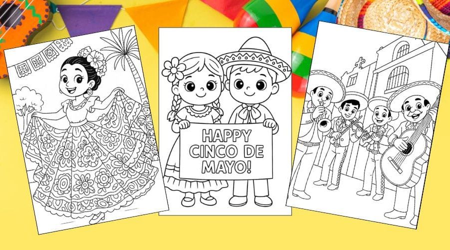 Free Printable Cinco de Mayo Coloring Pages for Kids Inclusive Colouring Book Printout Mexican blog