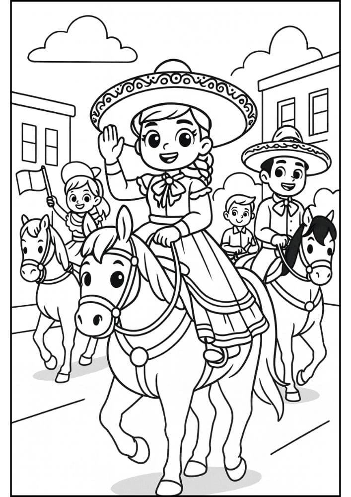 Free Printable Cinco de Mayo Coloring Pages for Kids Inclusive Colouring Book Printout Mexican independence day parade
