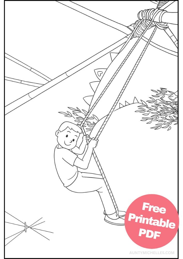 Free Printable Dashain Coloring Pages for Kids Hindu Festival India Nepal Bamboo Swing Boy