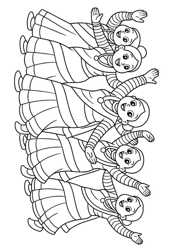 Free Printable Dashain Coloring Pages for Kids Hindu Festival India Nepal Dance Women Teej