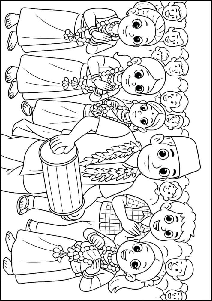 Free Printable Dashain Coloring Pages for Kids Hindu Festival India Nepal Drum Dance Celebration