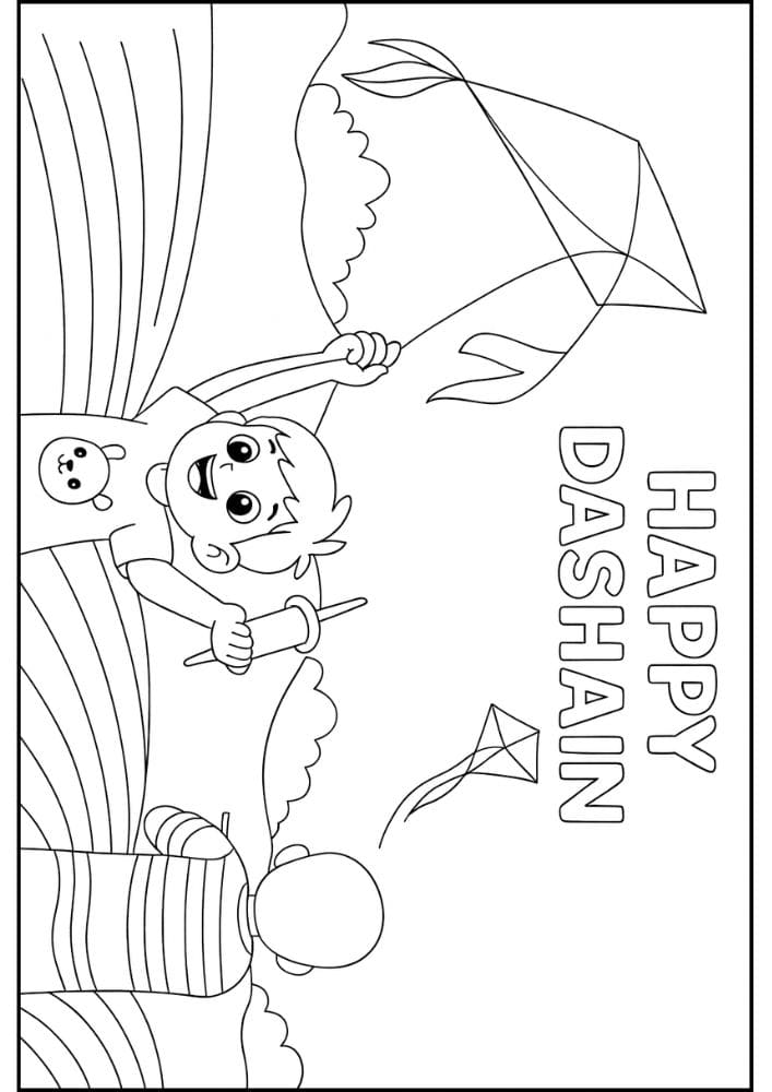 Free Printable Dashain Coloring Pages for Kids Hindu Festival India Nepal Kite Flying