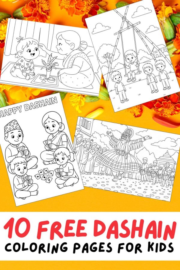 Free Printable Dashain Coloring Pages for Kids - Aunty Michelle's
