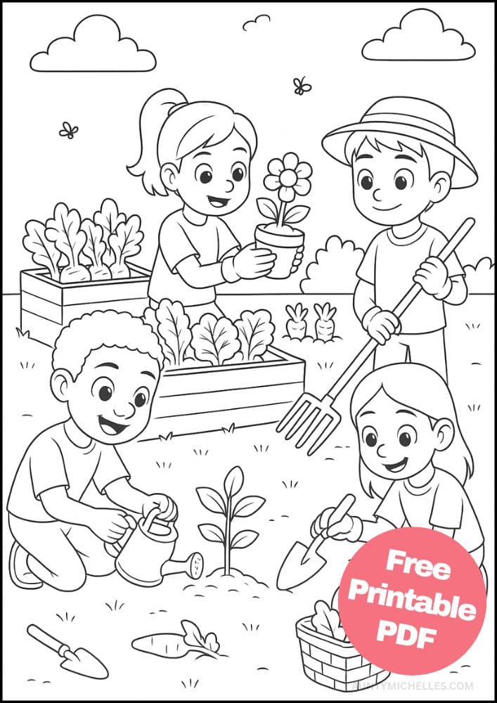 Free Printable Earth Day Coloring Pages for Kids Sustainable Colouring Book Green Printouts Gardening Farming Vegetables