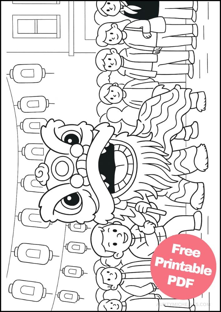 Free Printable Lunar New Year Coloring Pages for Kids Chinese Activities Colouring Book Printout fun dragon festival