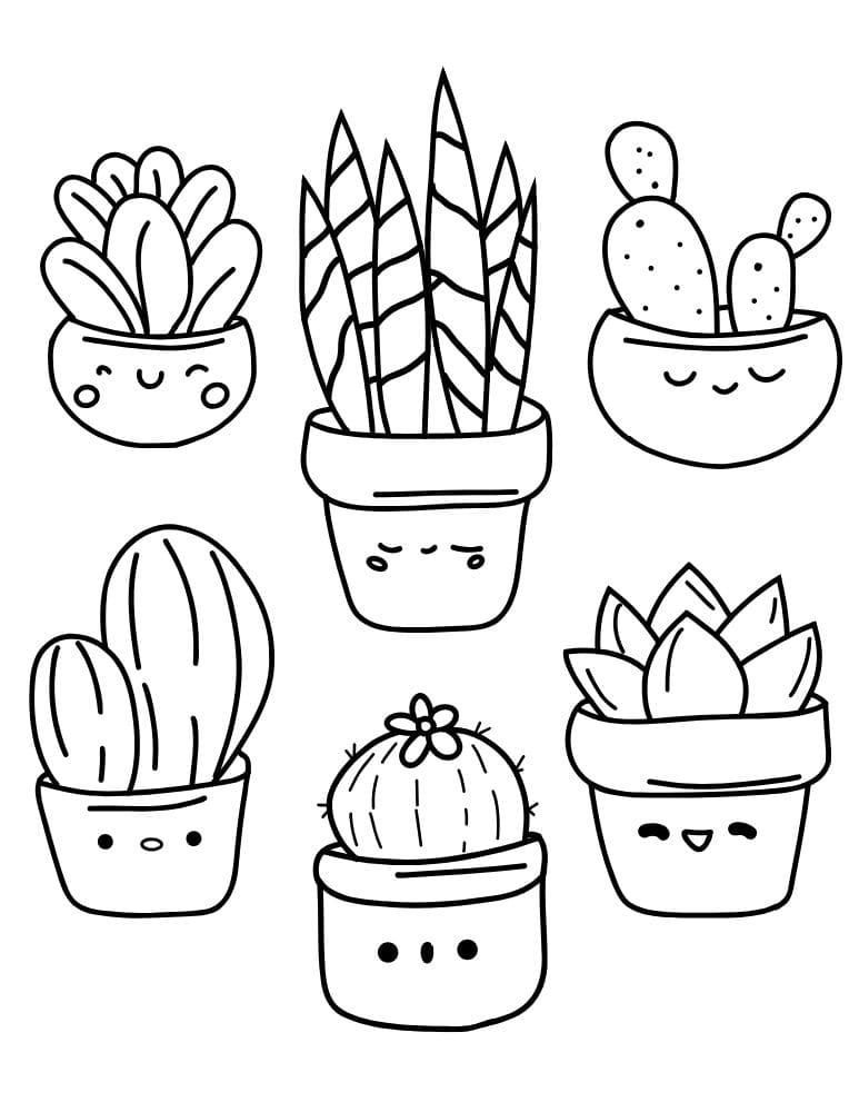 Free Printable Plant Coloring Pages for Kids Nature Colouring Book Printout cute cactus simple