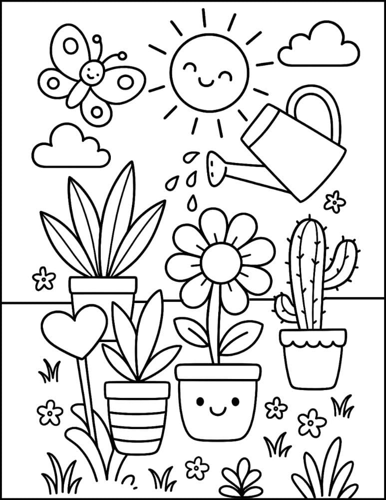 Free Printable Plant Coloring Pages for Kids Nature Colouring Book Printout cute garden toddler
