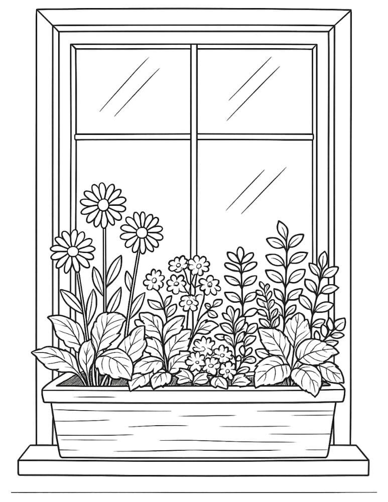 Free Printable Plant Coloring Pages for Kids Nature Colouring Book Printout flower window box