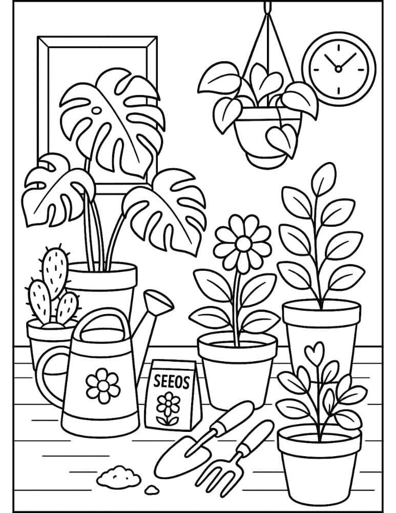 Free Printable Plant Coloring Pages for Kids Nature Colouring Book Printout garden shed planting