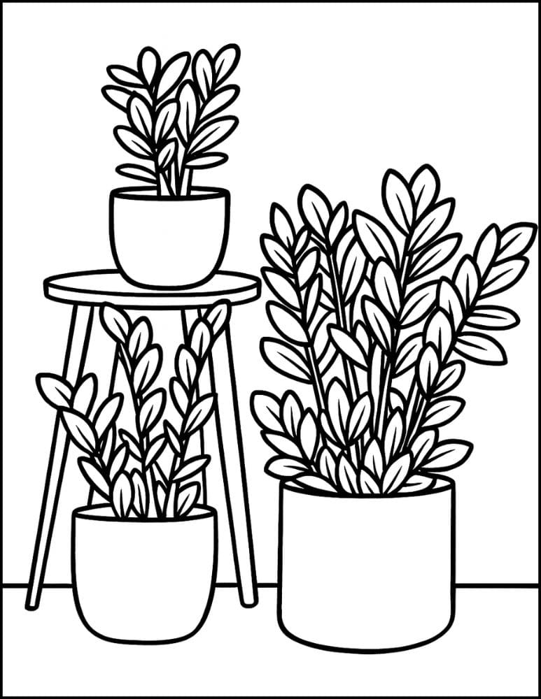 Free Printable Plant Coloring Pages for Kids Nature Colouring Book Printout indoor potted