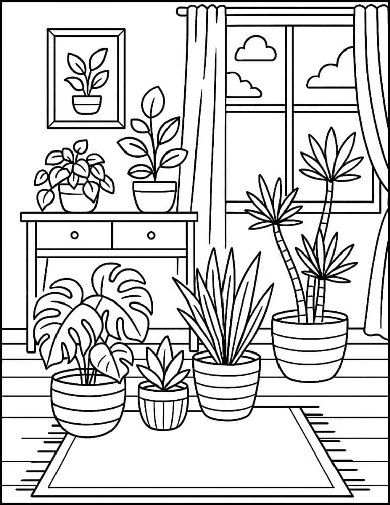 Free Printable Plant Coloring Pages for Kids Nature Colouring Book Printout living room plants