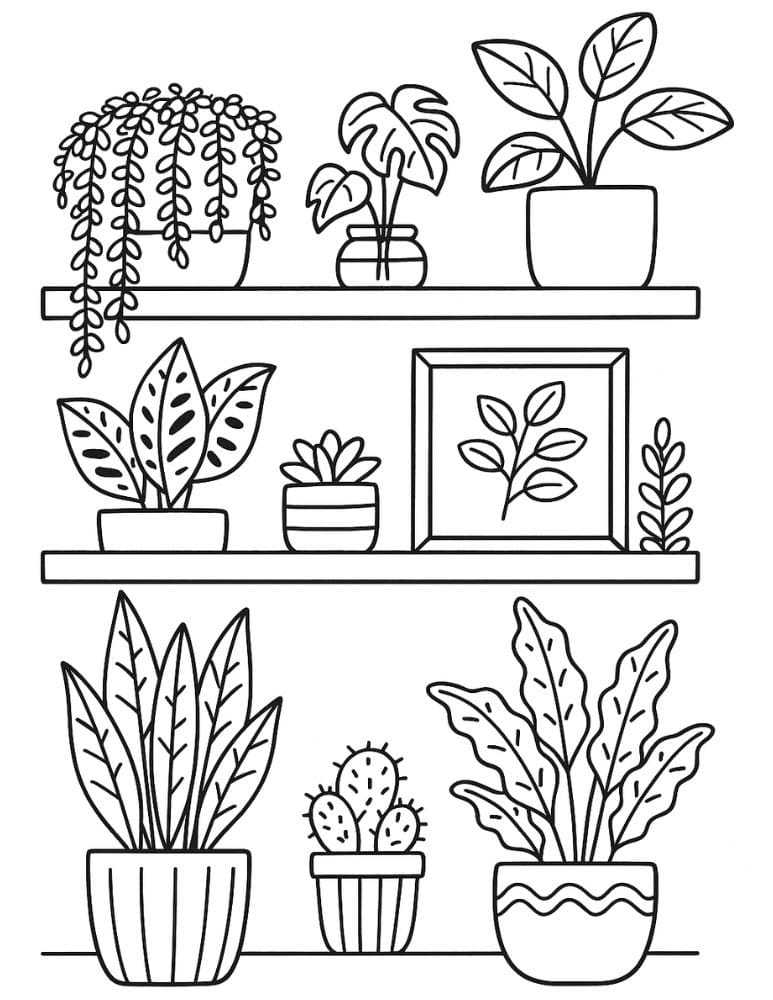 Free Printable Plant Coloring Pages for Kids Nature Colouring Book Printout plant lady house