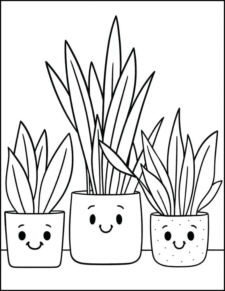Free Printable Plant Coloring Pages for Kids Nature Colouring Book Printout snake plants