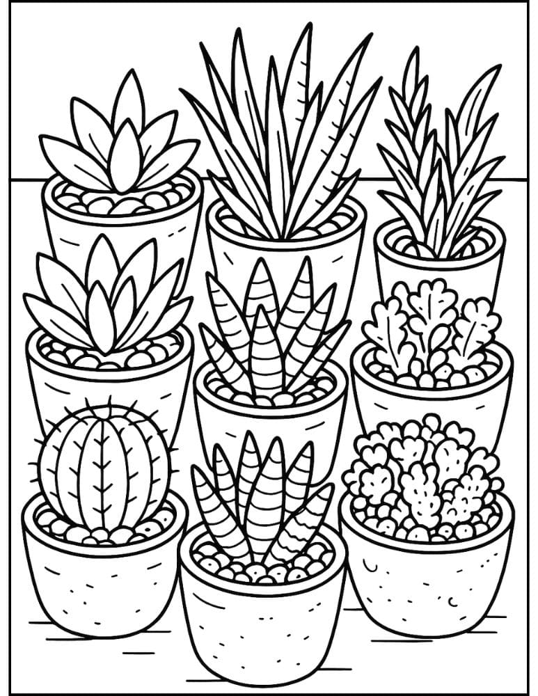 Free Printable Plant Coloring Pages for Kids Nature Colouring Book Printout succulents