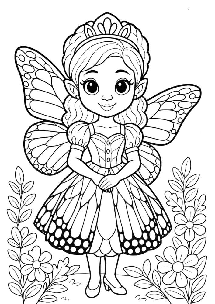 Free Printable Princess Coloring Pages for Kids Inclusive Colouring Book Printout butterfly fairy princess