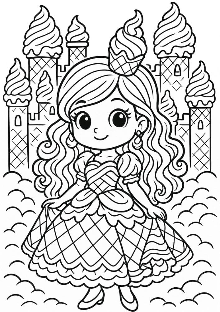 Free Printable Princess Coloring Pages for Kids Inclusive Colouring Book Printout ice cream princess castle