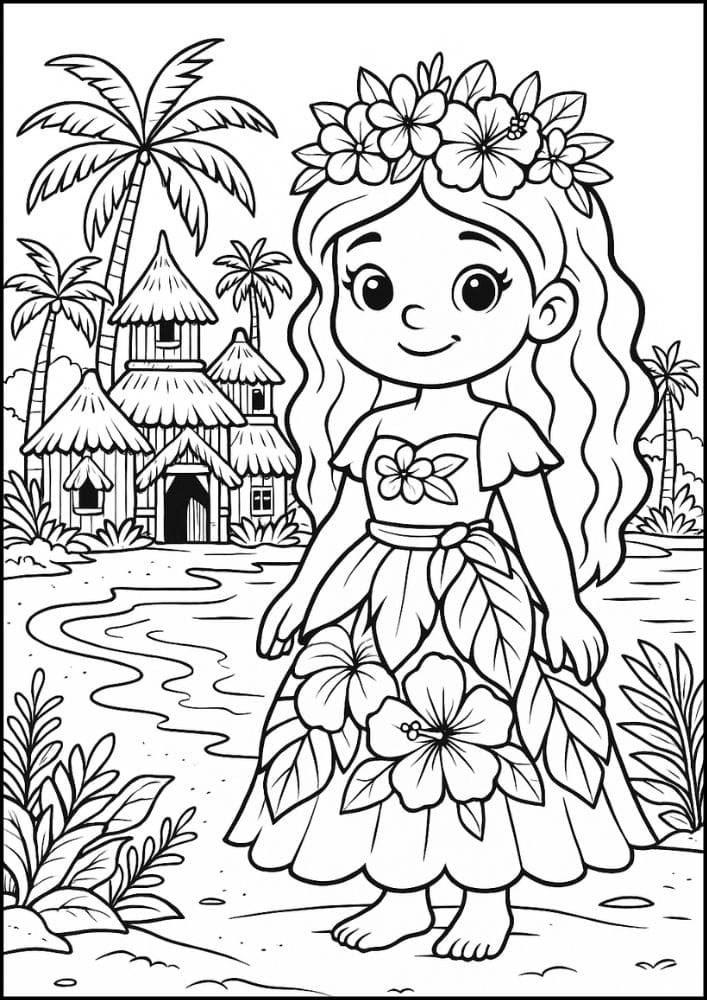 Free Printable Princess Coloring Pages for Kids Inclusive Colouring Book Printout tropical island beach hut castle princess diverse diversity inclusive