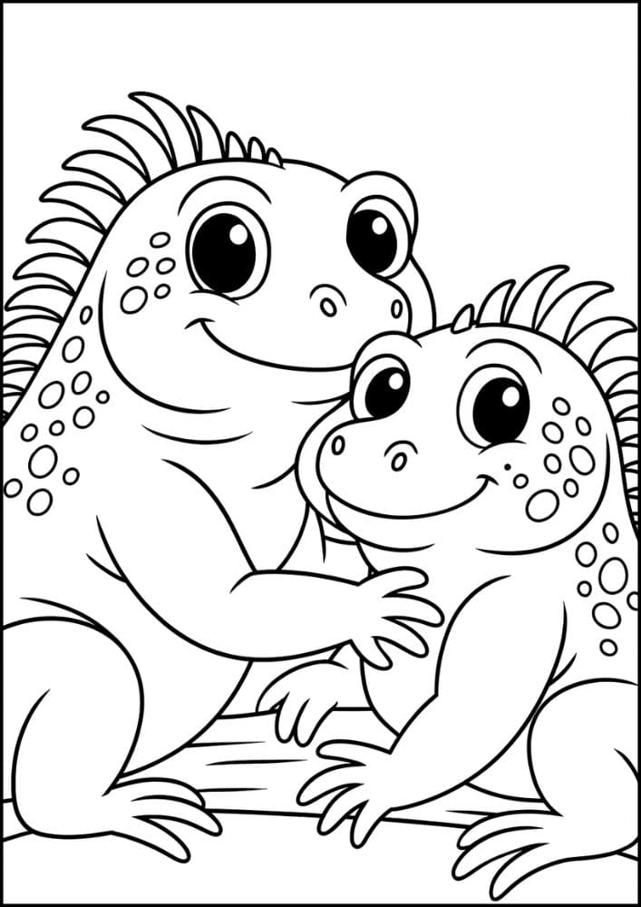 Free Printable Reptile Coloring Pages for Kids Colouring Book Iguana Lizard Family