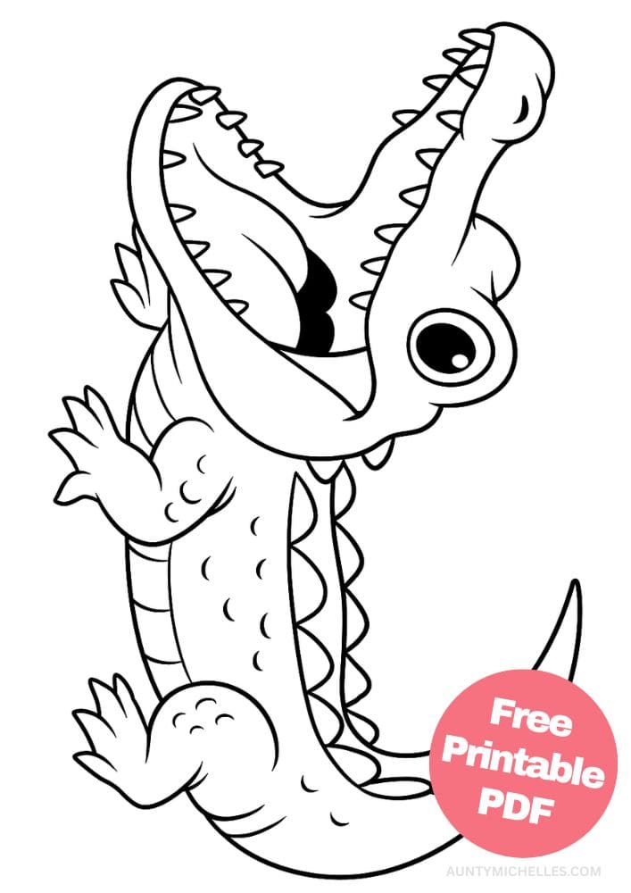 Free Printable Reptile Coloring Pages for Kids Colouring Book alligator easy simple cute