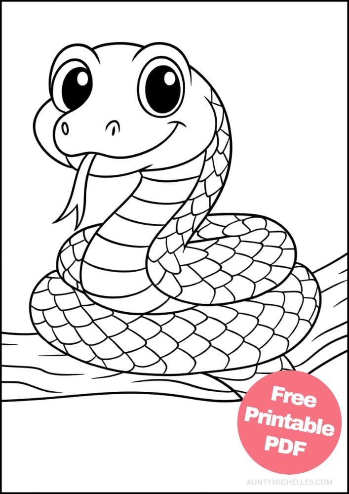 Free Printable Reptile Coloring Pages for Kids Colouring Book cute simple easy snake