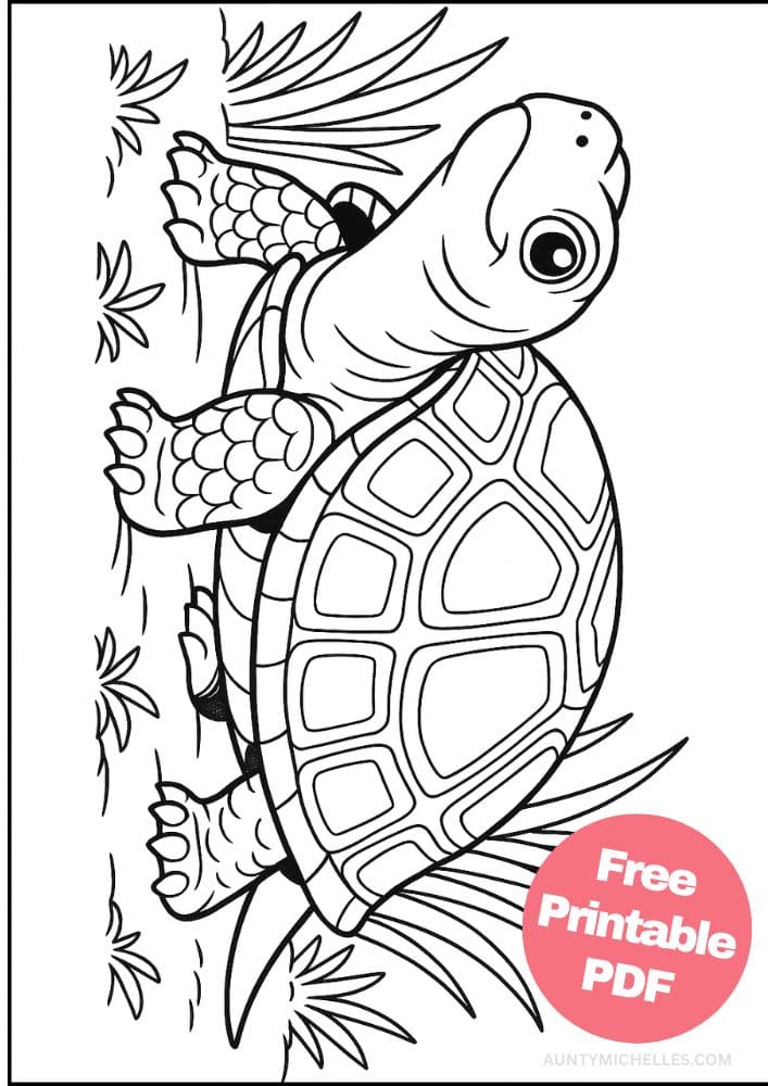 Free Printable Reptile Coloring Pages for Kids Colouring Book cute turtle sweet