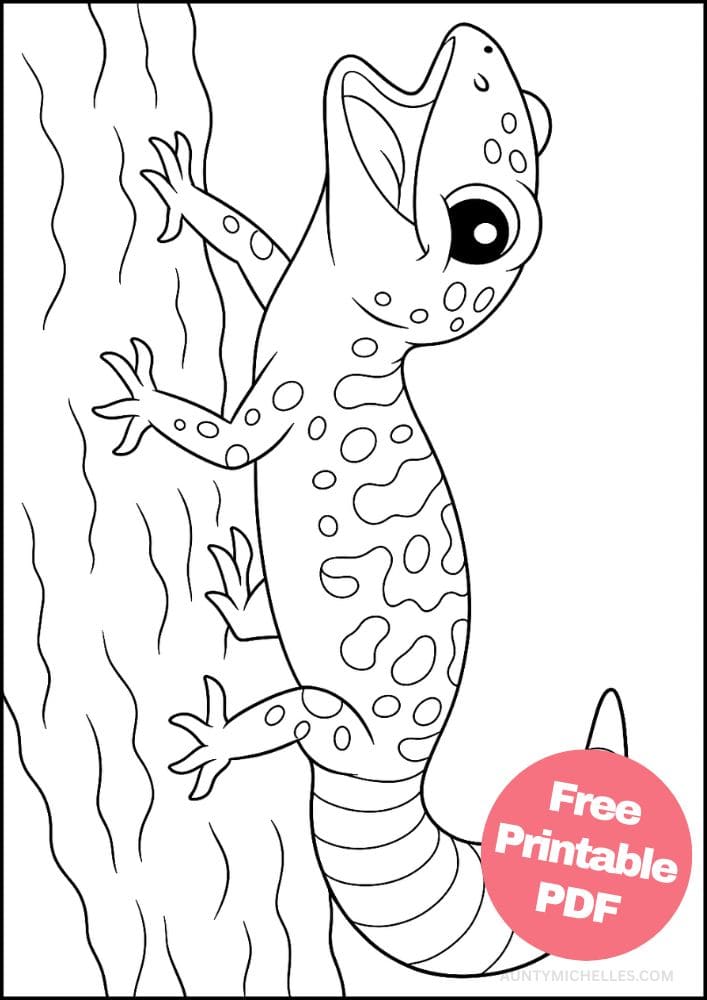 Free Printable Reptile Coloring Pages for Kids Colouring Book lizard gecko happy cute