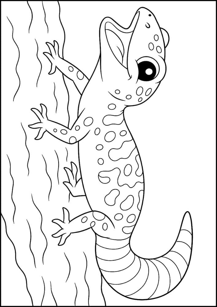 Free Printable Reptile Coloring Pages for Kids Colouring Book lizard gecko happy cute