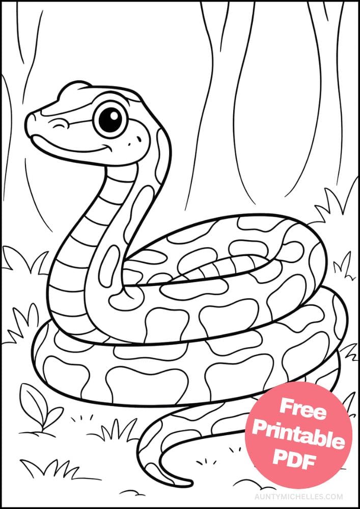 Free Printable Reptile Coloring Pages for Kids Colouring Book spotted snake in nature