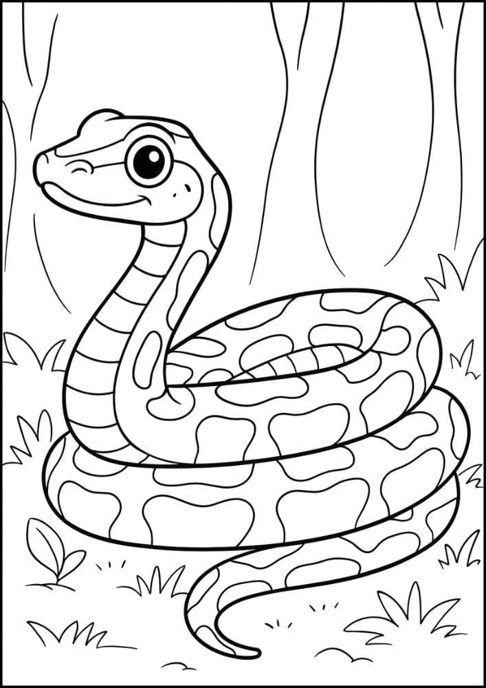 Free Printable Reptile Coloring Pages for Kids Colouring Book spotted snake in nature