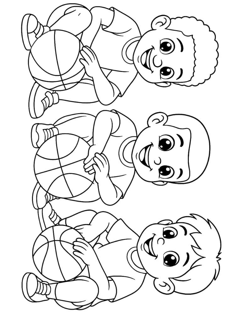 Free Printable Basketball Coloring Pages for Kids Sports Colouring Book Printout boys sitting team practice