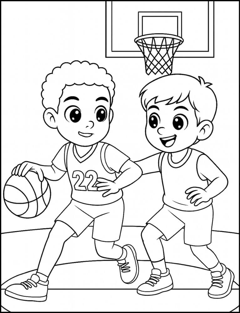 Free Printable Basketball Coloring Pages for Kids Sports Colouring Book Printout diverse boys mens hoop