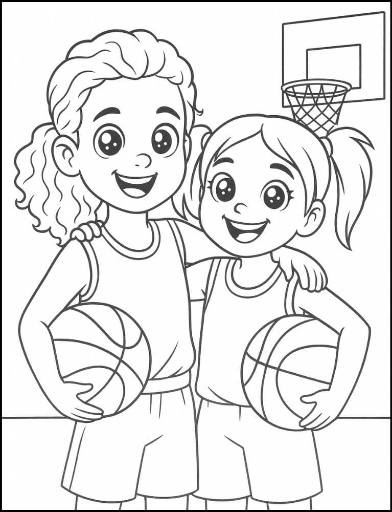 Free Printable Basketball Coloring Pages for Kids Sports Colouring Book Printout girls team jersey