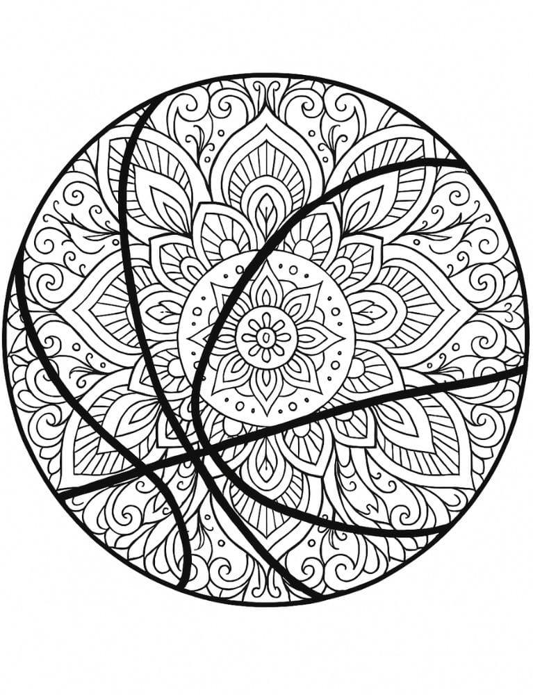 Free Printable Basketball Coloring Pages for Kids Sports Colouring Book Printout mandala ball