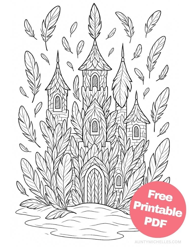 Free Printable Castle Coloring Pages for Kids Fairytale Colouring Book Printout Feather Bird