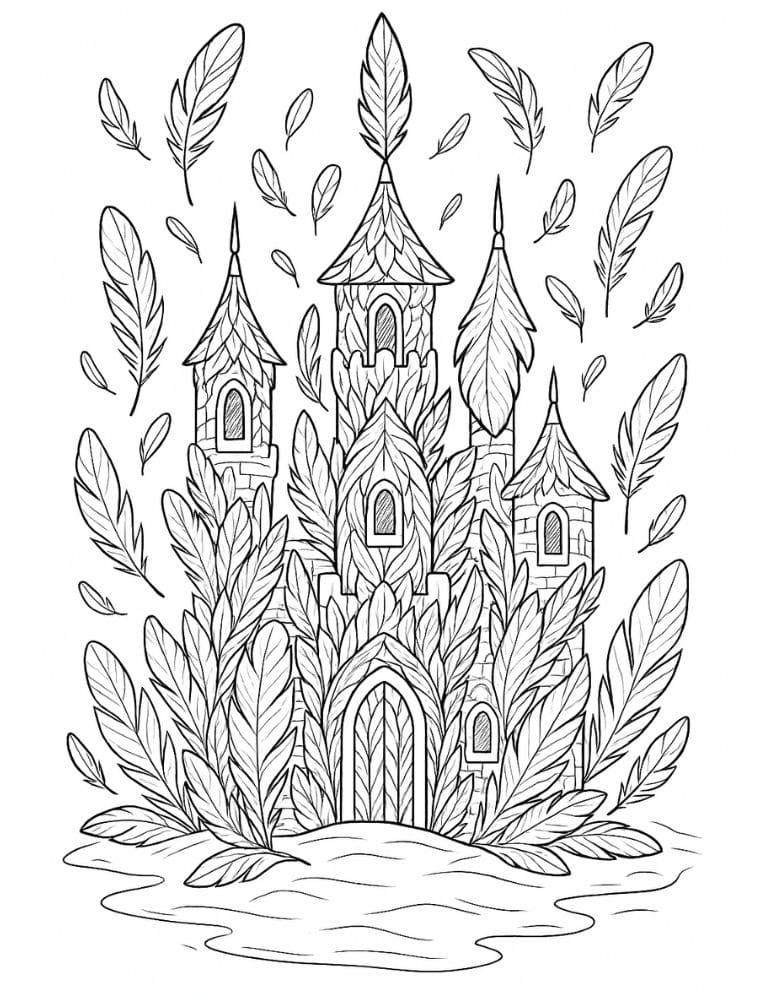 Free Printable Castle Coloring Pages for Kids Fairytale Colouring Book Printout Feather Bird