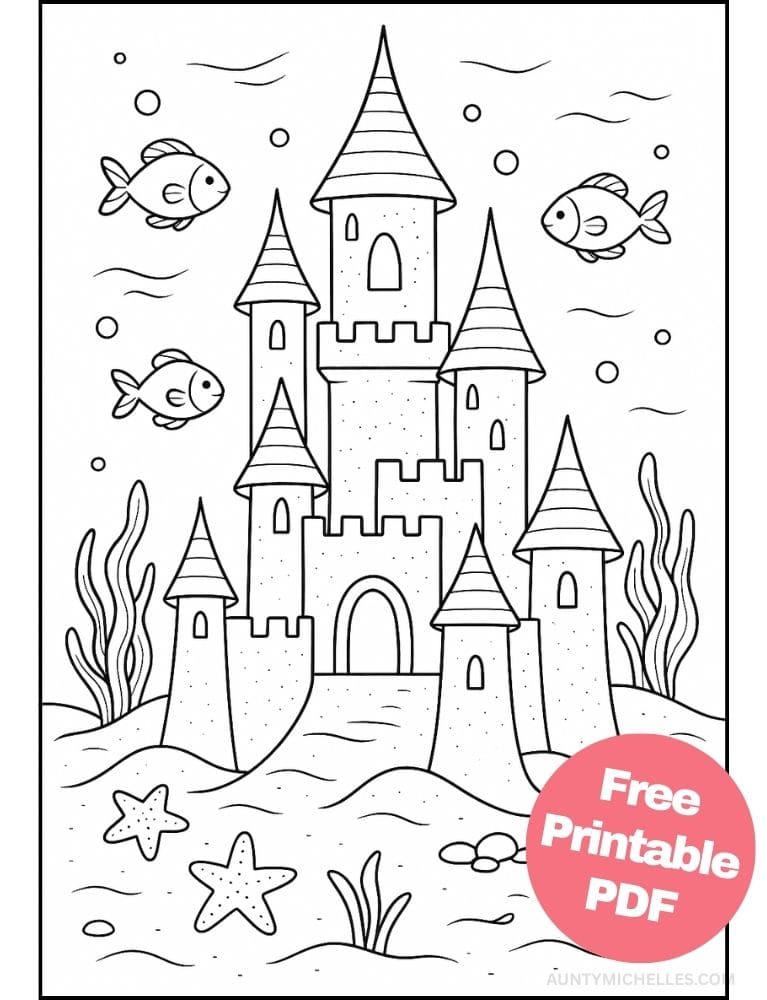 Free Printable Castle Coloring Pages for Kids Fairytale Colouring Book Printout Sand Castle Under the Sea