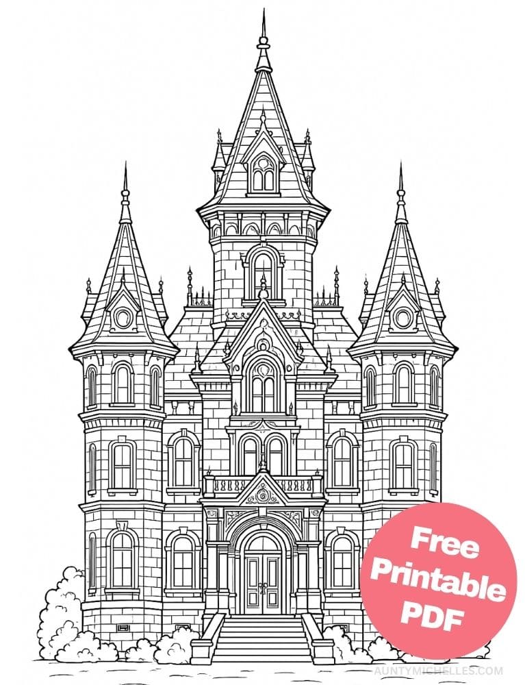 Free Printable Castle Coloring Pages for Kids Fairytale Colouring Book Printout Victorian Traditional
