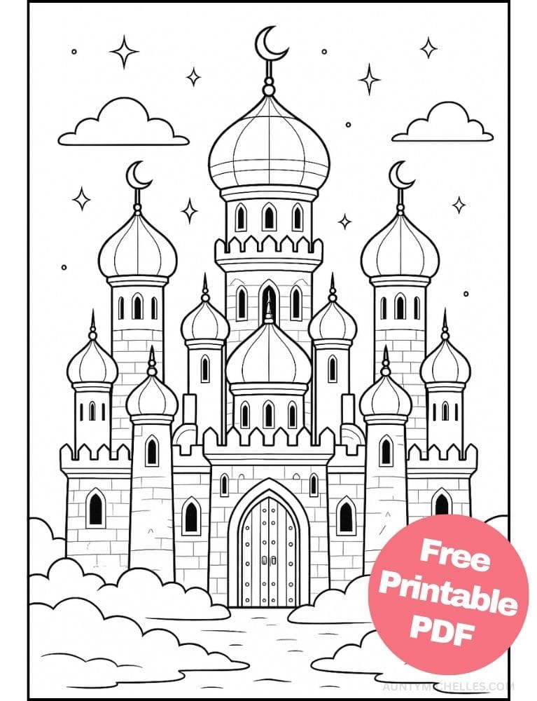 Free Printable Castle Coloring Pages for Kids Fairytale Colouring Book Printout arabian