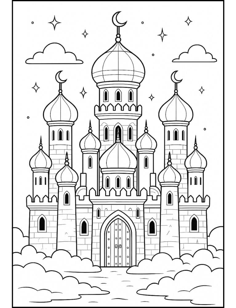 Free Printable Castle Coloring Pages for Kids Fairytale Colouring Book Printout arabian