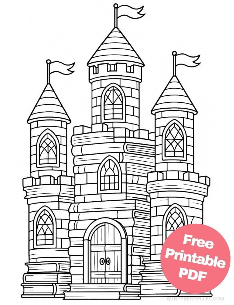 Free Printable Castle Coloring Pages for Kids Fairytale Colouring Book Printout book library reader