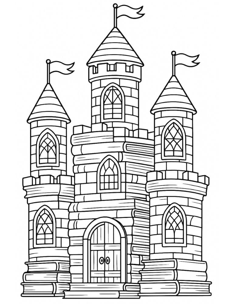 Free Printable Castle Coloring Pages for Kids Fairytale Colouring Book Printout book library reader