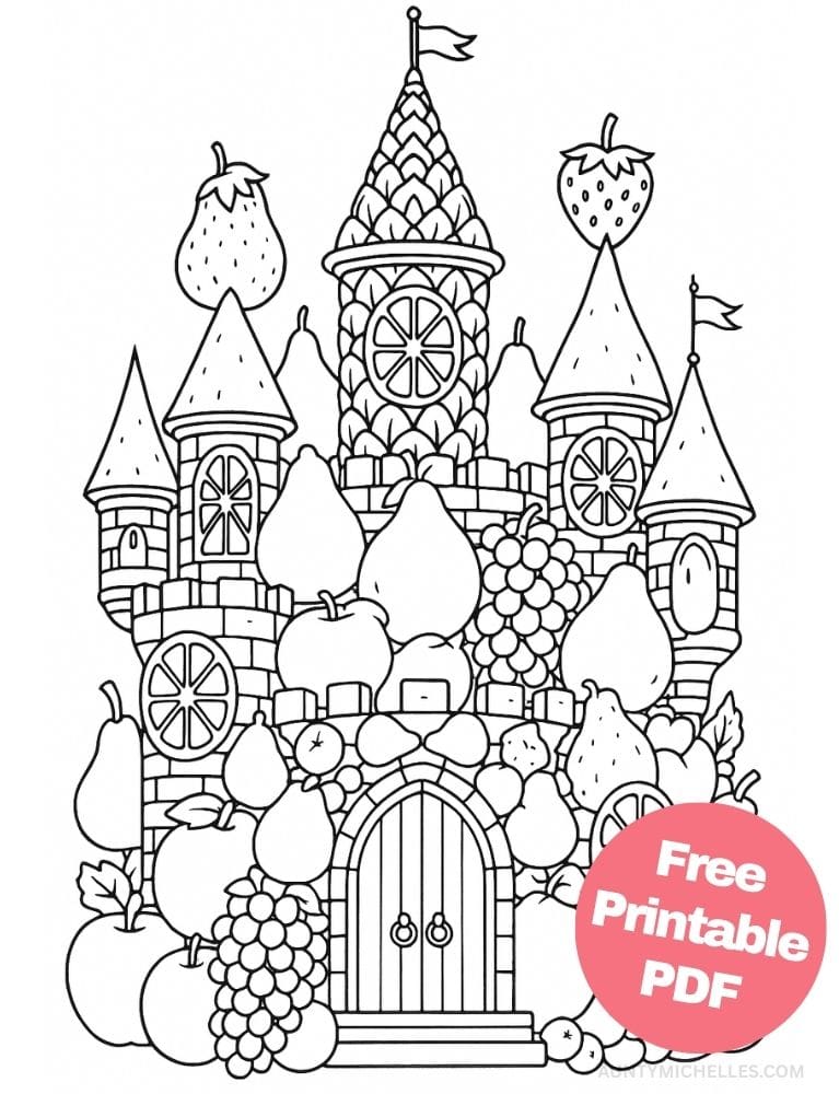Free Printable Castle Coloring Pages for Kids Fairytale Colouring Book Printout fruit