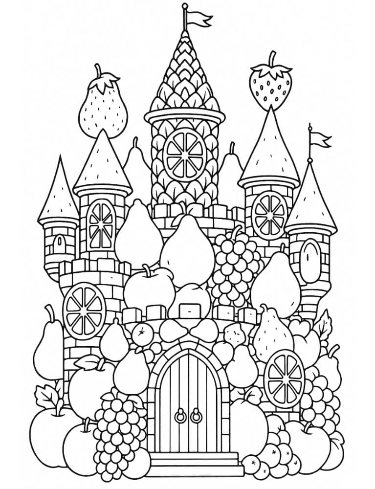 Free Printable Castle Coloring Pages for Kids Fairytale Colouring Book Printout fruit
