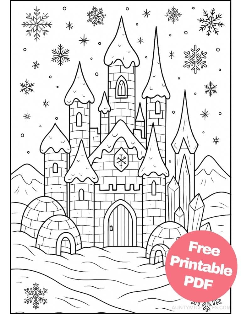 Free Printable Castle Coloring Pages for Kids Fairytale Colouring Book Printout igloo winter ice snow