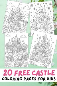 Free Printable Castle Coloring Pages for Kids Fairytale Colouring Book Printout Magical Realm Fantasy Land Royalty King Queen Royal Palace