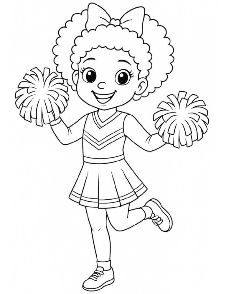 Free Printable Cheerleading Coloring Pages for Kids Cheer Colouring Book Chearleader Printout black diversity african