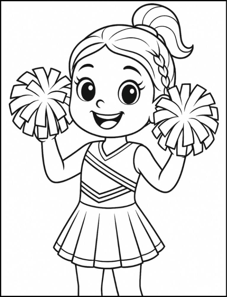 Free Printable Cheerleading Coloring Pages for Kids Cheer Colouring Book Chearleader Printout cute pompom