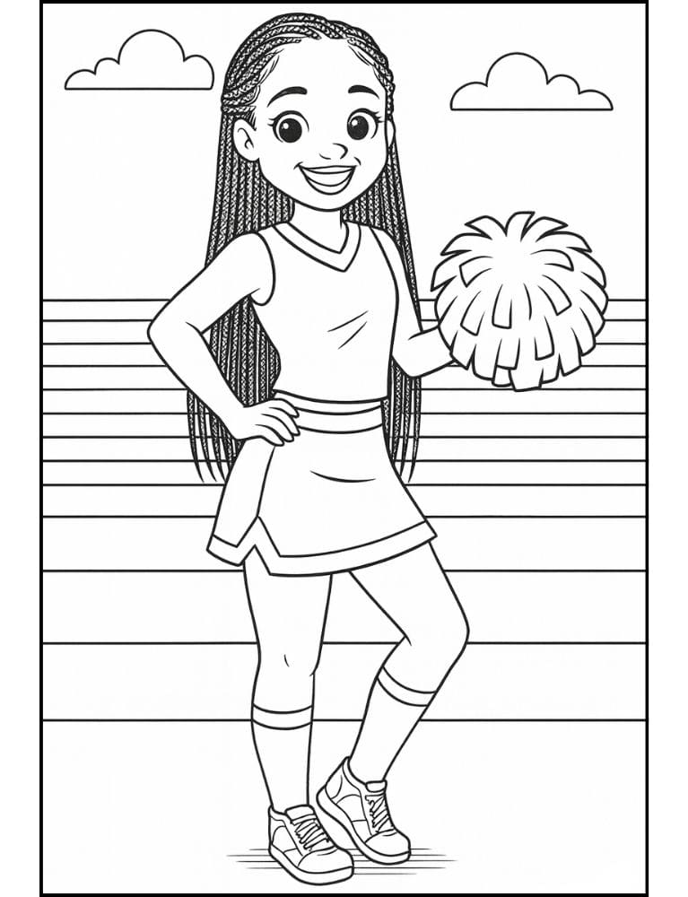 Free Printable Cheerleading Coloring Pages for Kids Cheer Colouring Book Chearleader Printout diverse diversity black