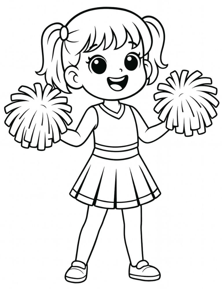 Free Printable Cheerleading Coloring Pages for Kids Cheer Colouring Book Chearleader Printout easy simple